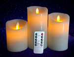 Customizable Set of 3 Led Real Wax Flickering / Dancing Candles with remote control