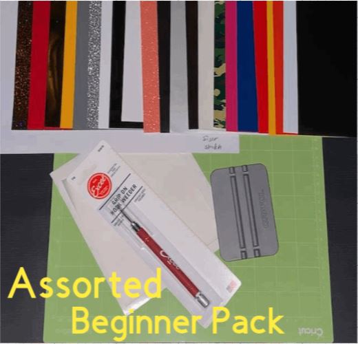 Assorted Beginner Pack Bundle- Htv, Oracal 651, Cutting Mat, Weeder, Transfer Tape