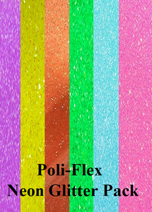 Poli-Tape Poli-Flex Iron On- Htv - Heat Transfer Vinyl  –  Neon Glitter 6 sheet Pack