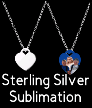 New! Sublimation Sterling Silver Heart or Circle Necklace
