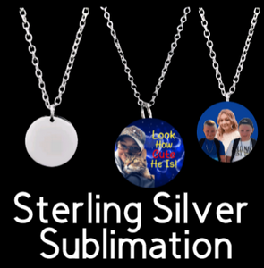 New! Sublimation Sterling Silver Heart or Circle Necklace