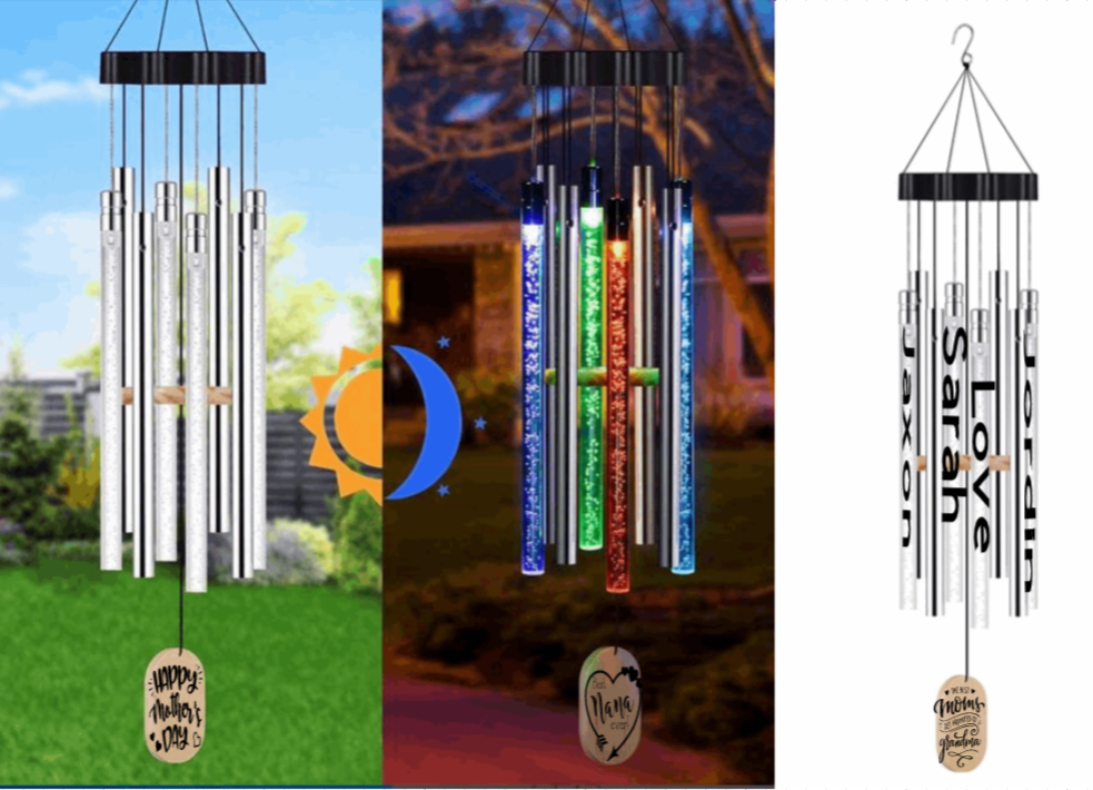 Customizable Personalized Solar Powered Colour Changing Wind Chimes